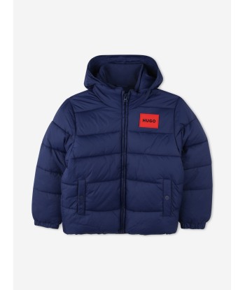 Hugo Boys Logo Puffer Jacket in Blue Venez découvrir notre 