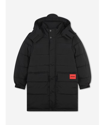 Hugo Boys Long Puffer Jacket in Black Livraison rapide