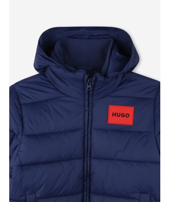 Hugo Boys Logo Puffer Jacket in Blue Venez découvrir notre 