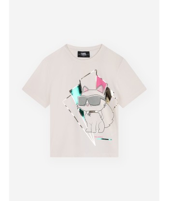 Karl Lagerfeld Girls Choupette Print T-Shirt in Ivory 50% de réduction en Octobre 2024