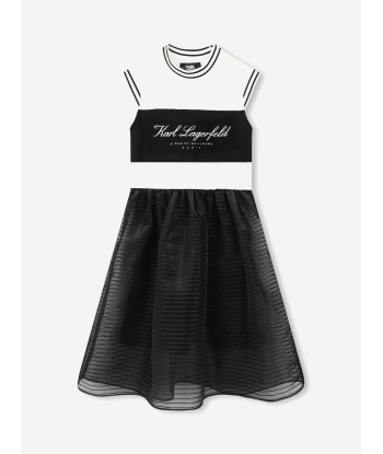 Karl Lagerfeld Girls Mixed Fabric Milano Dress in Multicolour les muscles