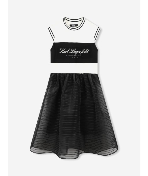 Karl Lagerfeld Girls Mixed Fabric Milano Dress in Multicolour les muscles