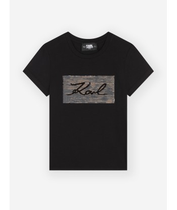 Karl Lagerfeld Girls Reversible Sequin Logo T-Shirt in Black votre restaurant rapide dans 