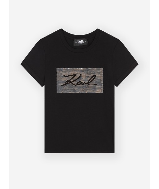 Karl Lagerfeld Girls Reversible Sequin Logo T-Shirt in Black votre restaurant rapide dans 