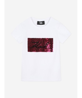 Karl Lagerfeld Girls Signature Logo T-Shirt in White les muscles