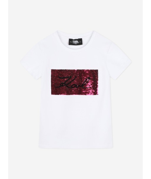 Karl Lagerfeld Girls Signature Logo T-Shirt in White les muscles