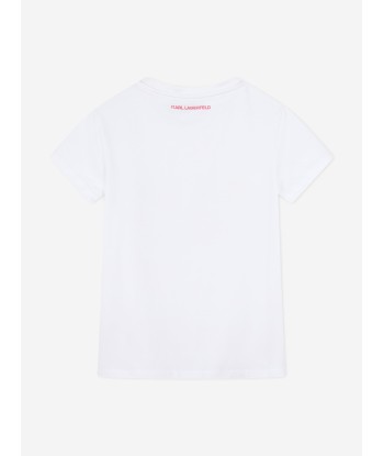 Karl Lagerfeld Girls Signature Logo T-Shirt in White les muscles