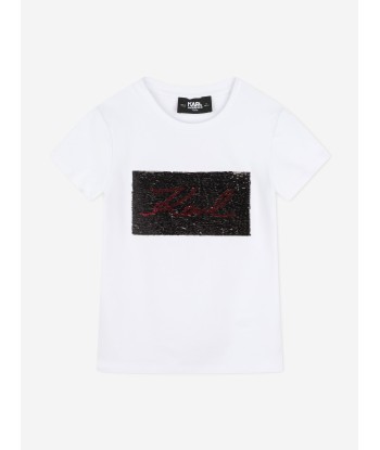 Karl Lagerfeld Girls Signature Logo T-Shirt in White les muscles