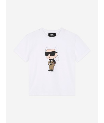 Karl Lagerfeld Boys Karl Ikonic Print T-Shirt in White à prix réduit toute l'année