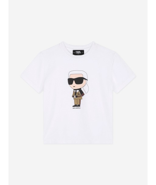 Karl Lagerfeld Boys Karl Ikonic Print T-Shirt in White à prix réduit toute l'année