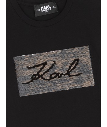 Karl Lagerfeld Girls Reversible Sequin Logo T-Shirt in Black votre restaurant rapide dans 