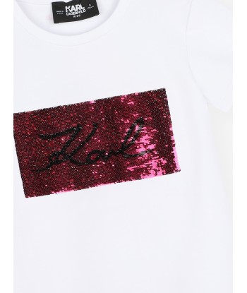 Karl Lagerfeld Girls Signature Logo T-Shirt in White les muscles