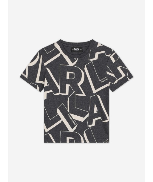 Karl Lagerfeld Boys Logo Print T-Shirt in Grey ouvre sa boutique