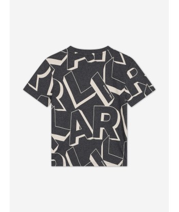 Karl Lagerfeld Boys Logo Print T-Shirt in Grey ouvre sa boutique