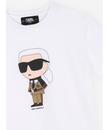 Karl Lagerfeld Boys Karl Ikonic Print T-Shirt in White à prix réduit toute l'année