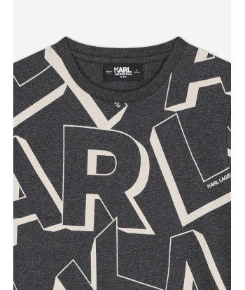 Karl Lagerfeld Boys Logo Print T-Shirt in Grey ouvre sa boutique