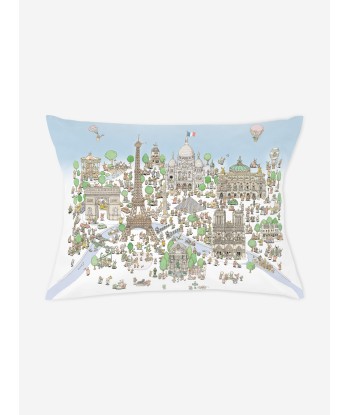 Atelier Choux Baby Satin Paris Pillow Cover Paris in Blue (40cm) outlet