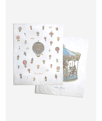 Atelier Choux Baby Reversible Hot Air Balloons / Carousel  Quilt in Blue (130cm) paiement sécurisé