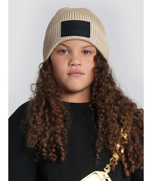 MARC JACOBS Girls Knitted Logo Beanie Hat in Gold store