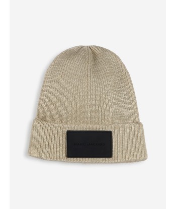 MARC JACOBS Girls Knitted Logo Beanie Hat in Gold store