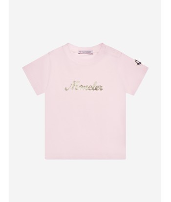 Moncler Enfant Baby Girls Logo T-Shirt in Pink ou a consommer sur place