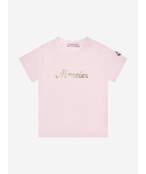 Moncler Enfant Baby Girls Logo T-Shirt in Pink ou a consommer sur place