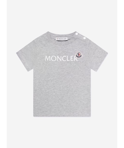 Moncler Enfant Baby Boys Logo T-Shirt in Grey Les magasins à Paris et en Île-de-France