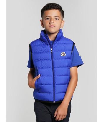 Moncler Enfant Boys Down Padded Contrin Gilet in Navy À commander