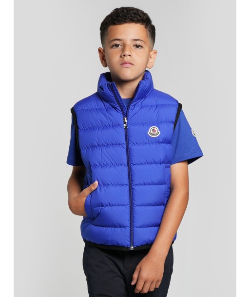 Moncler Enfant Boys Down Padded Contrin Gilet in Navy À commander