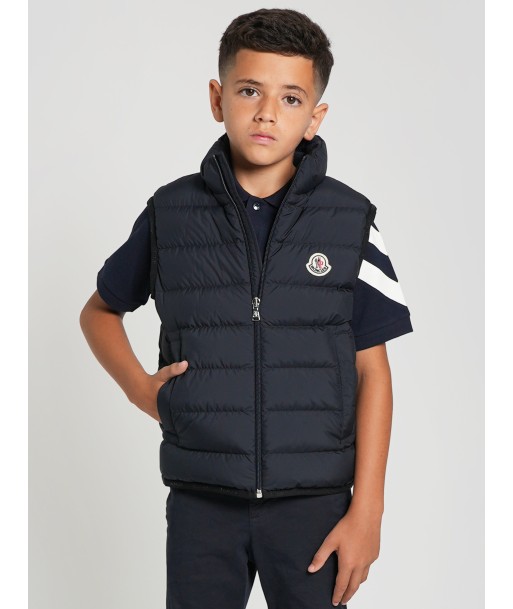 Moncler Enfant Boys Down Padded Contrin Gilet in Navy les muscles