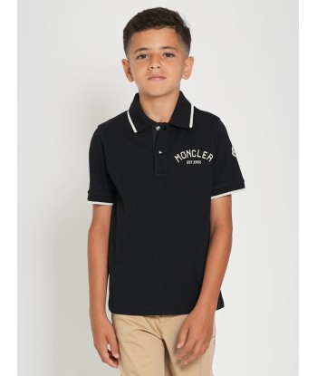 Moncler Enfant Boys Embroidered Logo Polo Shirt in Black votre restaurant rapide dans 