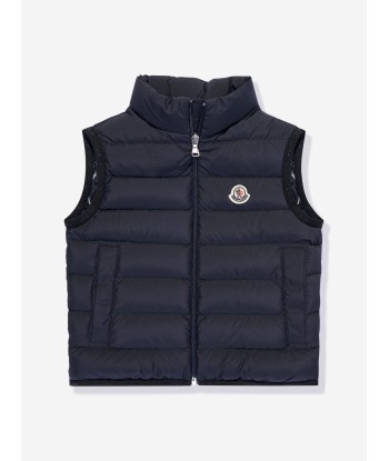 Moncler Enfant Boys Down Padded Contrin Gilet in Navy les muscles