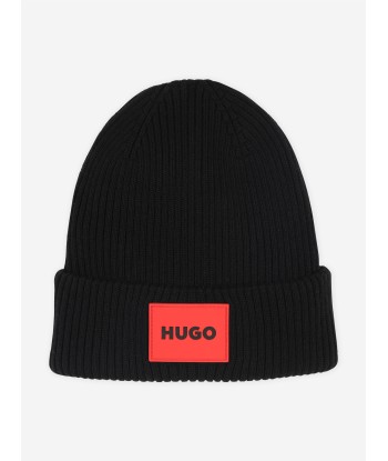 Hugo Kids Knitted Beanie Hat in Black en ligne des produits 