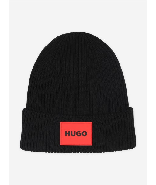 Hugo Kids Knitted Beanie Hat in Black en ligne des produits 