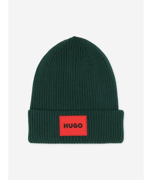 Hugo Kids Logo Beanie Hat in Green la colonne vertébrale