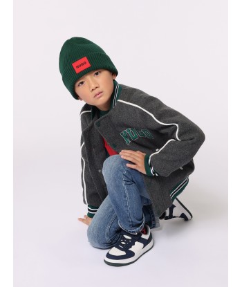 Hugo Kids Logo Beanie Hat in Green la colonne vertébrale