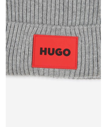 Hugo Kids Knitted Beanie Hat in Grey l'achat 