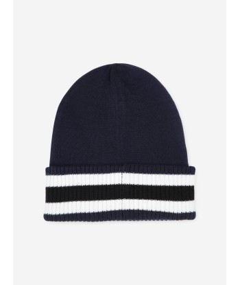 Hugo Boys Logo Beanie Hat in Blue Paris Déstockage Promo