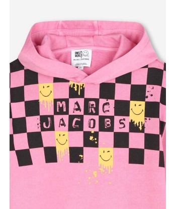 MARC JACOBS Girls Smiley World Hooded Sweater Dress in Pink destockage