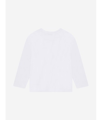 MARC JACOBS Girls Long Sleeve Diamante Logo T-Shirt in White Pour