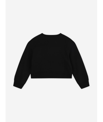 MARC JACOBS Girls Diamante Logo Cropped Sweatshirt in Black Paris Déstockage Promo