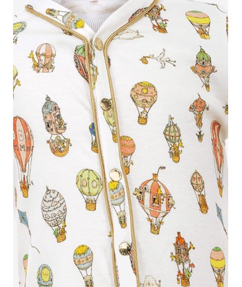 Atelier Choux Baby Hot Air Balloons Classic Playsuit in White Amélioration de cerveau avec