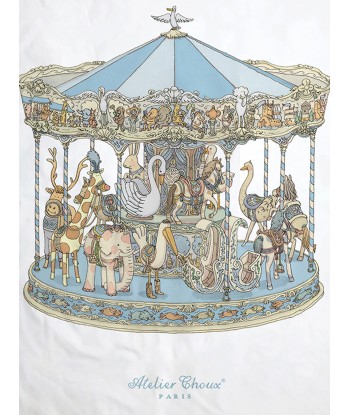 Atelier Choux Baby Reversible Hot Air Balloons / Carousel  Quilt in Blue (130cm) paiement sécurisé