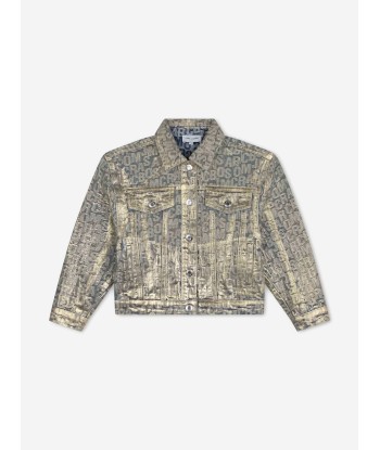 MARC JACOBS Girls Metallic Effect Denim Jacket in Gold sur le site 