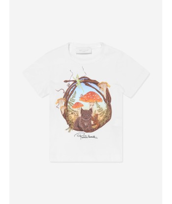 Roberto Cavalli Girls Woodland T-Shirt in White solde