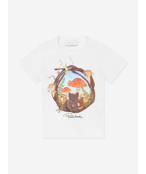 Roberto Cavalli Girls Woodland T-Shirt in White solde