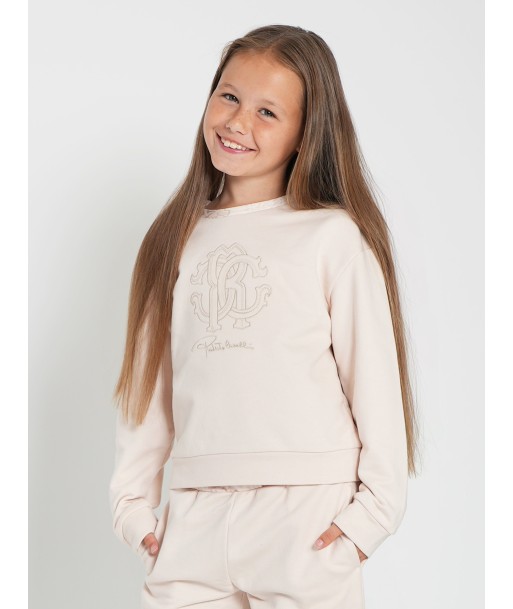 Roberto Cavalli Girls Crewneck Sweatshirt in Beige Les êtres humains sont 