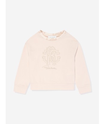 Roberto Cavalli Girls Crewneck Sweatshirt in Beige Les êtres humains sont 