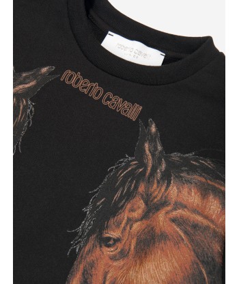 Roberto Cavalli Boys Horses Sweatshirt in Black Venez acheter