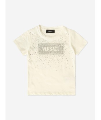 Versace Girls Diamante Logo T-Shirt in White suggérées chez